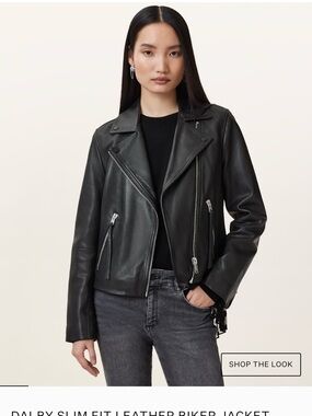 AllSaints Dalby Black Leather Biker Jacket - Women's